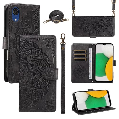 xinyunew Portefeuille Coque pour Samsung Galaxy A03 Core avec Cordon,Etui en Cuir PU Flip Folio Housse,Crossbody Case pour Fille avec...