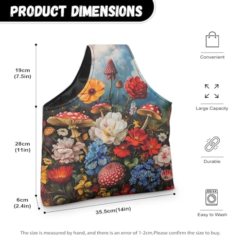 Image of Mushroom knitting Bag Organzier Yarn Bags for Crocheting Hook Organzier Lightweight Knitting Tote Bag Holding Yarn Knitting Needles,Large