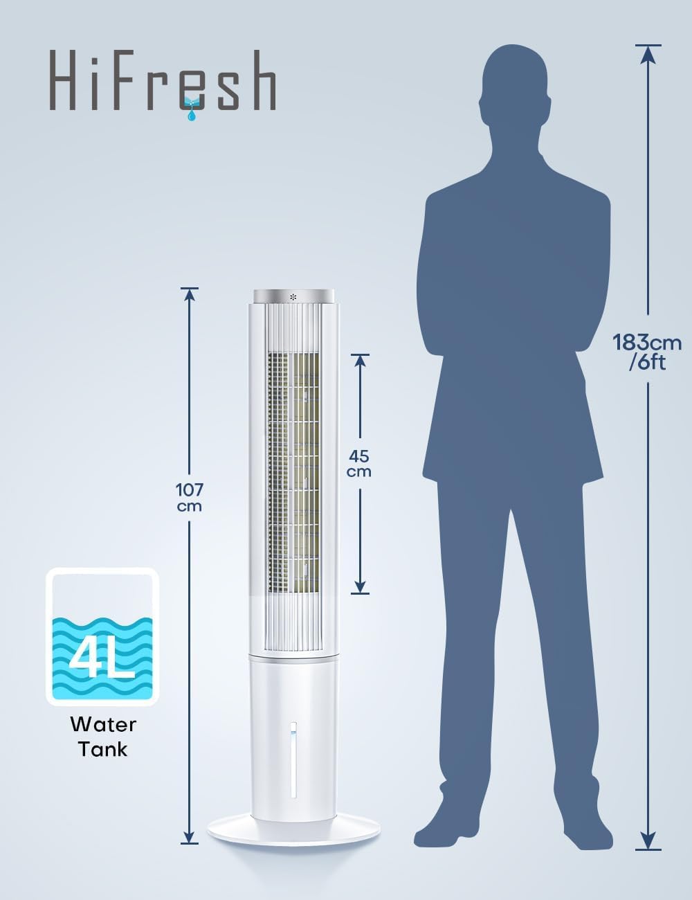 Review Hifresh Personal Air Cooler For Home, 107Cm Portable Fan,