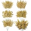 Amazon.com: Moucuny 75 Pcs Christmas Glitter Picks Gold Artificial ...