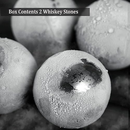Image of Whisky Stone Gift Set - Reusable Ice Cube, Stainless Steel Whisky Metal, Drinking Gift Set for Men, Metal Ice Cube for Vodka, Wine, Drink Juice (Silver-Ball)
