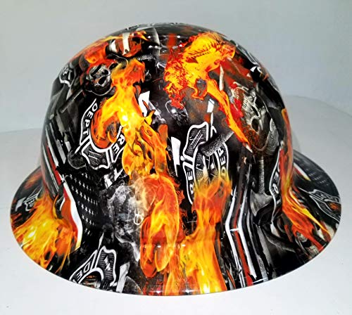 Wet Works Imaging Customized Pyramex Full Brim Hydro Dipped In Fireman Thin Red Line Hard Hat With Ratcheting Suspension Construction Ppe #TOP2