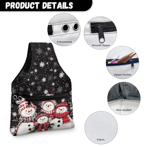 Image of KUIFORTI Snowman Snowflake Knitting Tote Bag Christmas Travel Knitting Yarn Storage Bag Organizer Lightweight for Holding Yarn Crochet Needles, Knitting and Crochet Supplies Soft