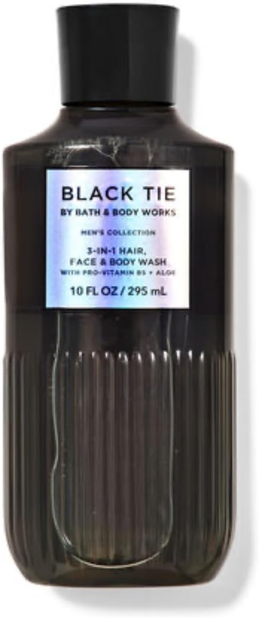 White Barn - Bath & Body Works - Men's Collection - 3 Piece Bundle - Spray - Body Cream - Shower Gel and Diamond Soap Soap (Black Tie), Beige