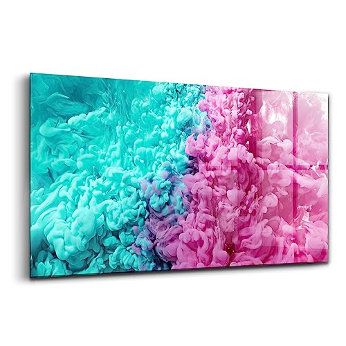 Abstraction peinture sur verre moderne coloré 120x60cm décoration murale