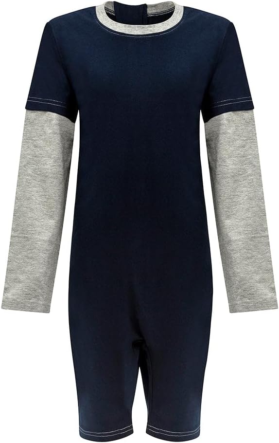 Kaycey Long Sleeve Short Leg Jumpsuit, Zip Back, Adaptive Clothing for People with Special Needs, Cotton