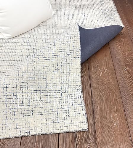 Tapete Decorativo Azul 274x183 cm de Lana Hecho a Mano miniatura 4