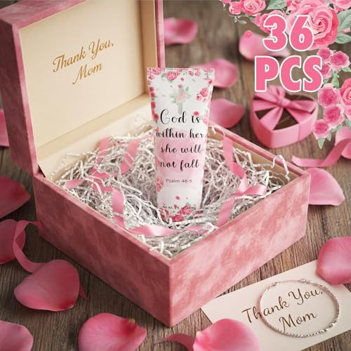Dansib 36 Pack Mother's Day Hand Cream Gift Bulk Christian God Is Within Her She Will Not Fall Mother's Day Church Gifts Moisturizing Travel Size Mini Hand Lotion for Women Mom