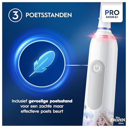 Oral-B Pro Junior Elektrische Tandenborstel, 1 Frozen-Handvat, 2 Opzetborstels, Ontworpen Door Braun, Voor Kinderen Vanaf 6 Jaar - Afbeelding 5