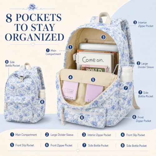 Image of BTOOP School Backpack for Teens Large Cute Bookbag Lightweight 15.6 inch Laptop Bag for Girls Women Casual High School College