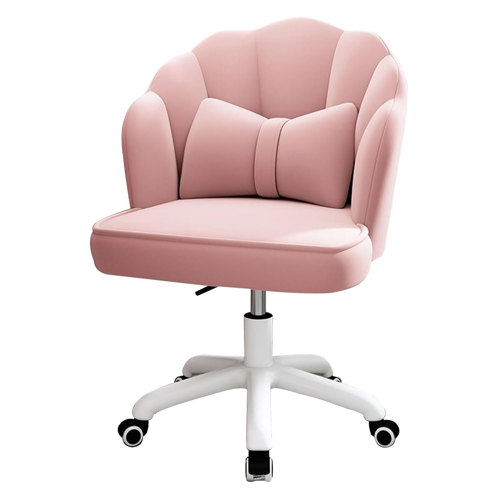 360° Swivel Velvet Makeup Chair Shell Design Vanity Stool for Beauty & Desk Chic Pink Upholstered Chair for Living Room & Bedroom Aesthetic Makeup Furniture