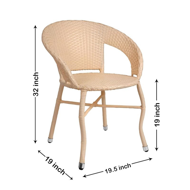 Image of Amazon Brand - Solimo Rattan Wicker 4 Seater Patio Seating Set | 4 Chair and 1 Square Glass Topped Table Set | Coffee Table Furniture for Balcony, Garden, Terrace, Indoor, Outdoor Use (Cream)
