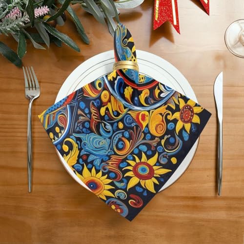 Servilletas de Tela Mexican Talavera Set de 6 miniatura 2