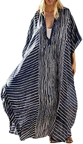Bestyyou Women's Printed Long Caftan Cover Up – Maxi Beach Dress Loungewear Swimsuit Cover Up