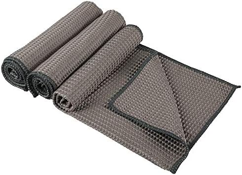 CAREMO Professional Microfiber Drying Towel Waffle Weave Car Auto Detailing Towels 3 Pack,15.7in x 15.7in (Dark Gray)