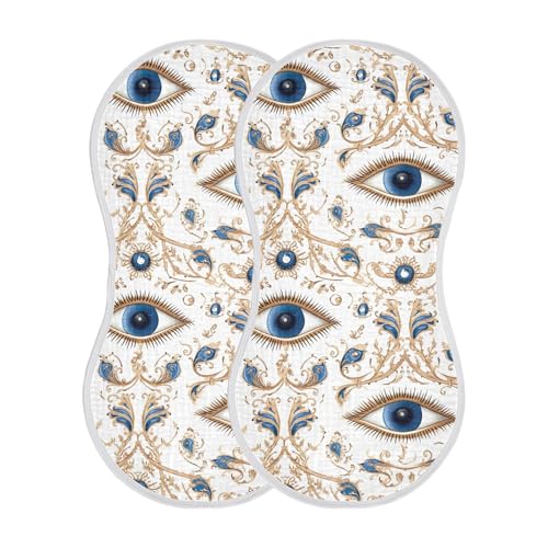 xigua Blue Evil Eye Baby Burp Cloths for Newborn Boys and Girls 4 Pack, Soft & Absorbent Cotton Baby Burp Cloth, Baby Washcloths, Newborn Towel, Burp Rags2