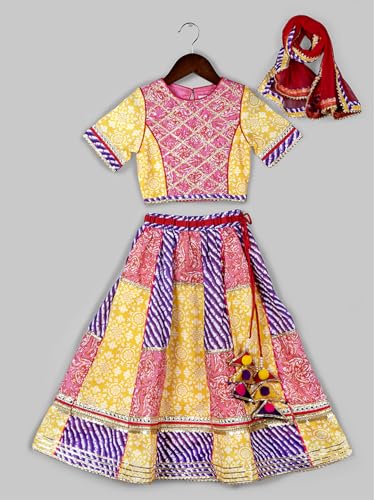 Image of Naughty Ninos Girl's Polyester Readymade Lehenga & Choli Set