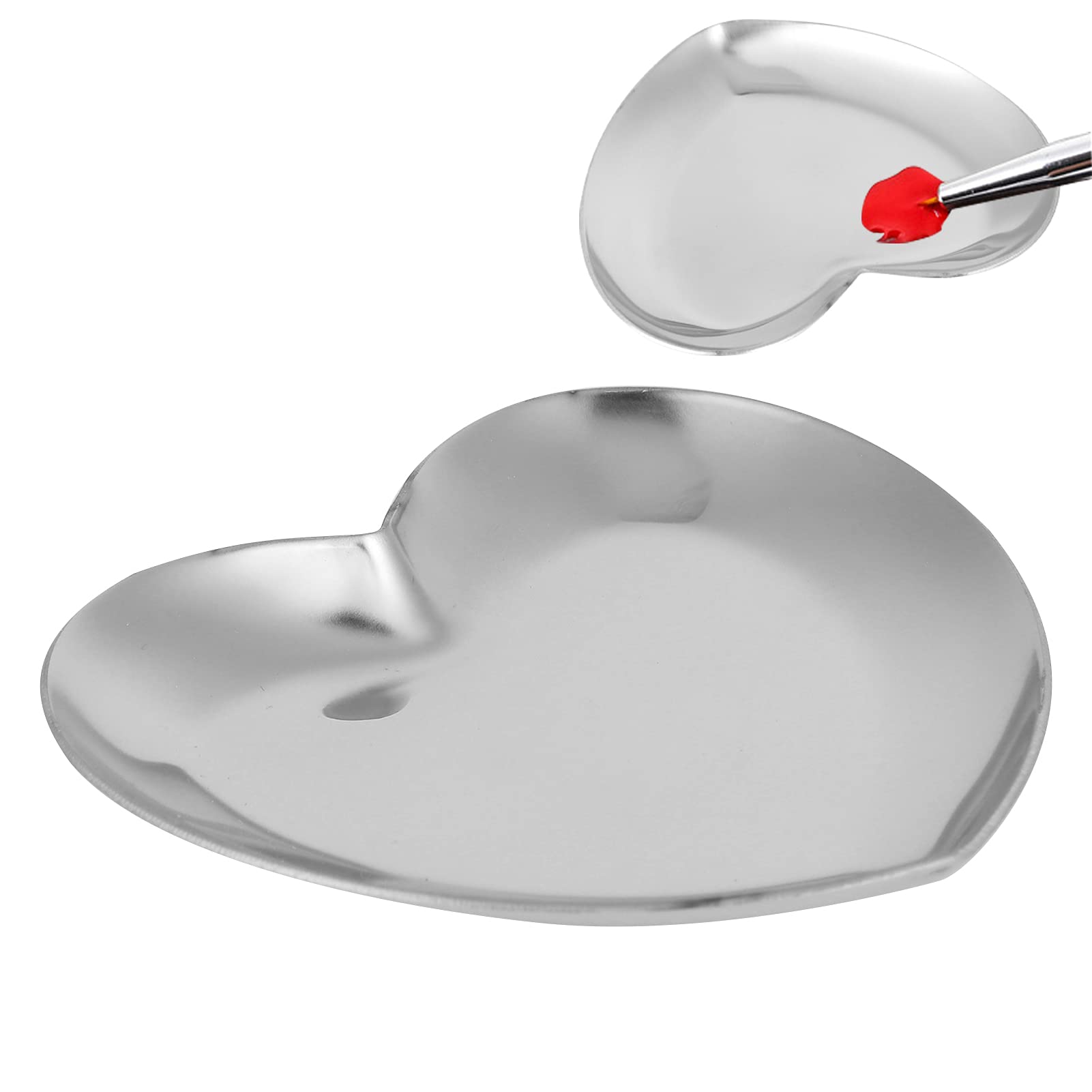 Gel Nail Polish Palette for Nail Decoration, Heart Shape Nail Decoration Palette, Stainless Steel DIY Makeup Paint Color Mixing Tray (Silver)-image-40