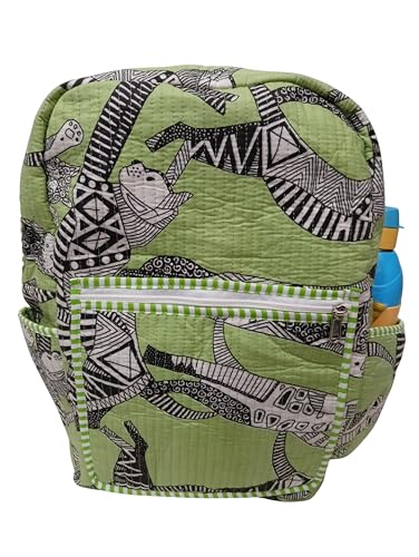 Image of Doraya Cotton Quilted Unisex Backpack Hand Block Floral Printed Design Stylish Eco-Friendly Bag for School, Travel, and Everyday Adventures