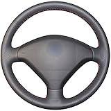 MEWANT Black Artificial Leather Car Steering Wheel Cover for Peugeot 307 2001-2008 307 SW 2005-2008