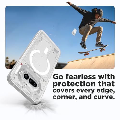 Image of RIGGEAR Shockproof Clear Hybrid Armor Magnetic Back Cover Case Compatible with MagSafe Accessories for Nothing Phone 4a 5G (Transparent PC and TPU Bumper)