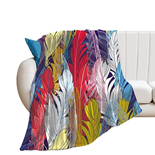 Couverture Polaire Plumes De Couleur Plaid Canapé Flanelle Doux Jeté De Canapé 150×200cm