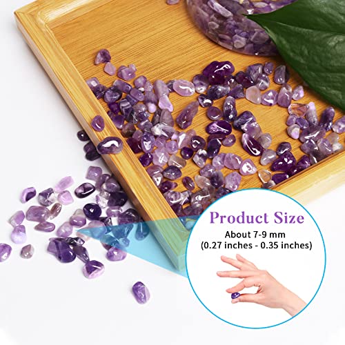 Image of QICQDRAM Polished Gem Stones Rocks Crystals 1 Lb Natural Tumbled Stones Amethyst Crystal Chips Bulk for Healing Crystals & Fish Tank Rocks Gravel, Vase Filler, Plants Decor