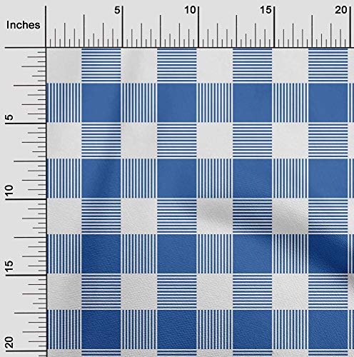 oneOone Georgette Viscose Blue Fabric Gingham Check Sewing Material Print Fabric By The Yard 42 Inches Wide