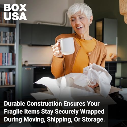 Image of BOX USA Packing Paper Sheets 20 x 15 (2400 Sheets, 50 lb) - Newsprint Paper for Shipping, Storage and Moving Supplies, White