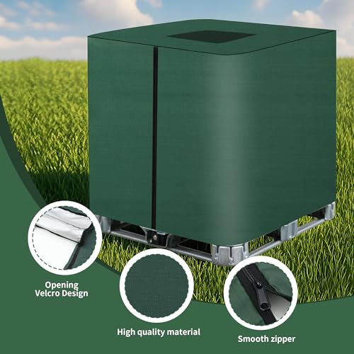 Pokrywa zbiornika IBC1000L, 420D Pokrywa pojemnika IBC, pokrywka zbiornika IBC 1000L-UV Zabezpieczenie Tarpaulina, odporność na atmosferę i odporność z workiem do przechowywania (zielony)
