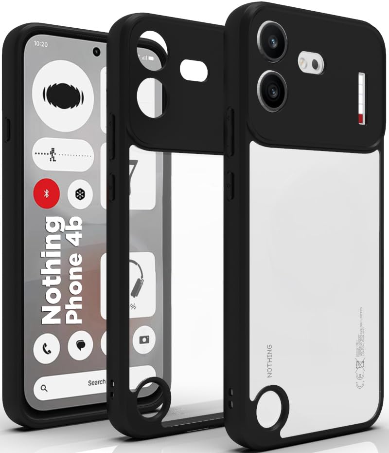 Image of RIGGEAR Shockproof Sleek Hybrid Armor Back Cover Case for Nothing Phone 4b 5G (Clear PC + Black TPU Bumper)