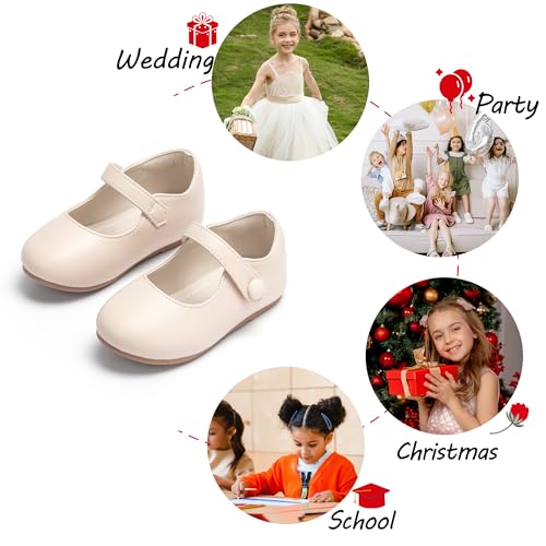 Image of PHIRAMIN Toddler Flower Girl Glitter Dress Shoes Little Girl Ballet Flats Bow Wedding Party