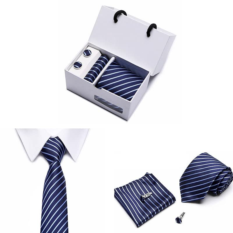 Set de corbata, pañuelo y gemelos de seda para hombre miniatura 3