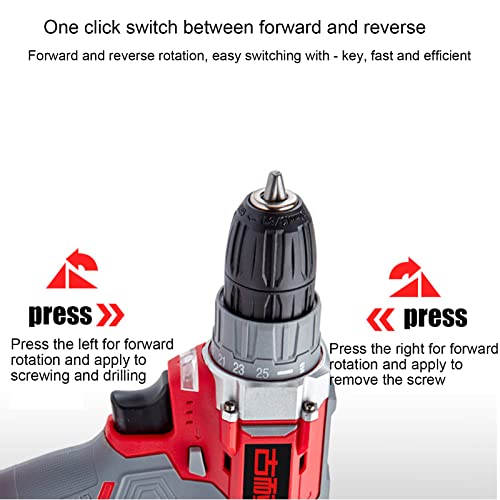 Akku-Bohrschrauber-Set, Akku-Schlagbohrschrauber mit zwei Geschwindigkeiten, 25+1 Drehmomenteinstellungen, LED-Licht, Elektroschrauber mit Aufbewahrungskoffer – Bild 3