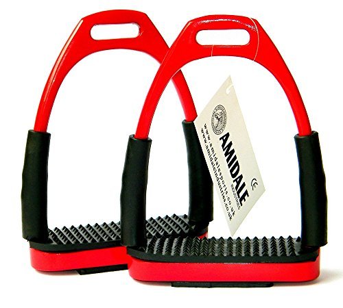 Amidale FLEXI SAFETY STIRRUPS HORSE RIDING BENDY IRONS STAINLESS STEEL 10 BNWT (5.00, RED)