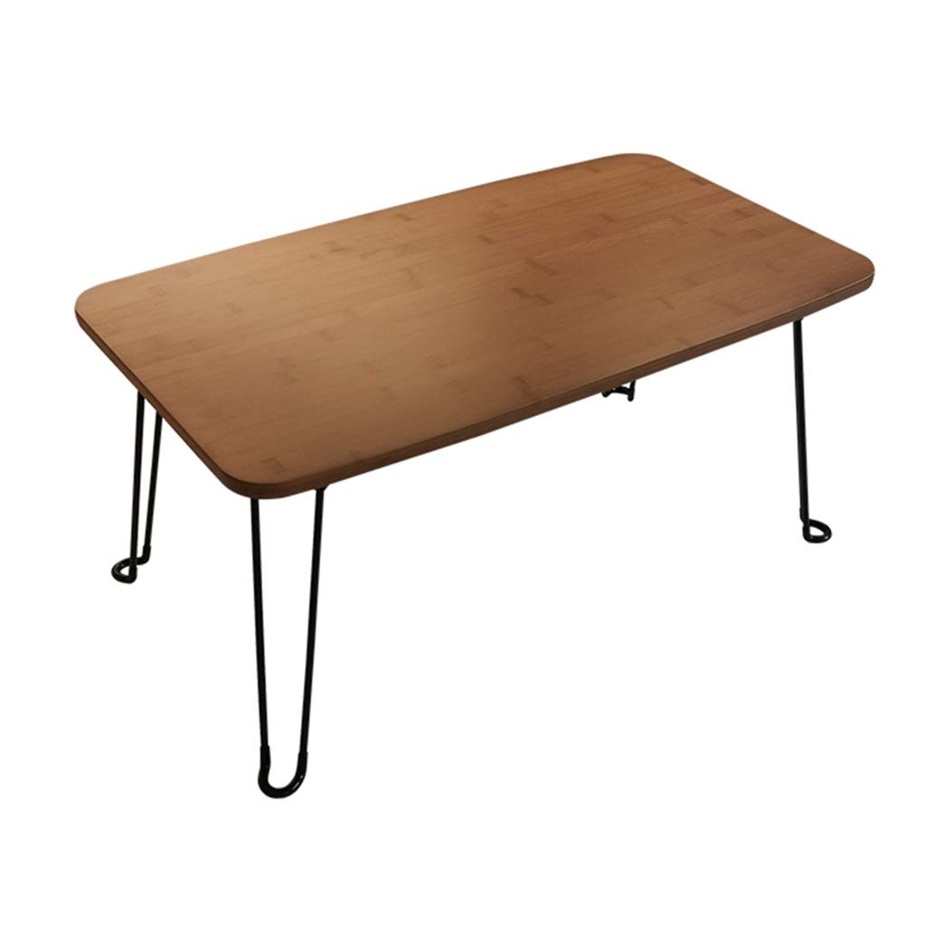 Table de sol pliable marron 70x40cm - Table basse japonaise en métal