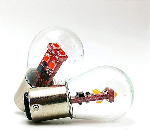 Paquete de 10 bombillas LED BA15S de 12 V S8 SC 6 W 600 Lm 2700 K blanco cálido, base de un solo contacto de bayoneta 1156 1141 P21W, ACDC 12
