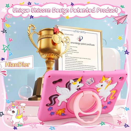 HianDier for Samsung Galaxy Tab A9+ Plus Case Cute Unicorn Silicone for Samsung A9 Plus Tablet Case with Detachable Strap and Rotatable Stand Shockproof Cover for Galaxy Tab A9+ 11" 2023-Rose Pink - image 9