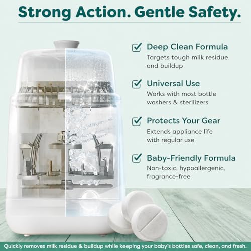 Image of Descaling Tablets for Bottle Washer & Warmers (20 Count) - Descaler Tablets, Removes Limescale Milk Residue & Mineral Buildup Compatible with Momcozy, Baby Breeza, Grownsy & All Bottle Washers