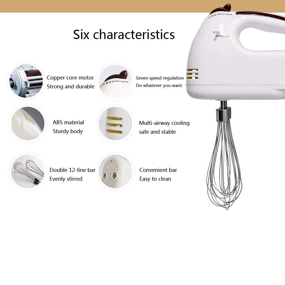 Batidora de Mano Batidora eléctrica Batidora Manual de 7 velocidades Batidora Profesional de Alimentos y Pasteles para Hornear con botón Turbo Batidora Profesional Incluye batidore