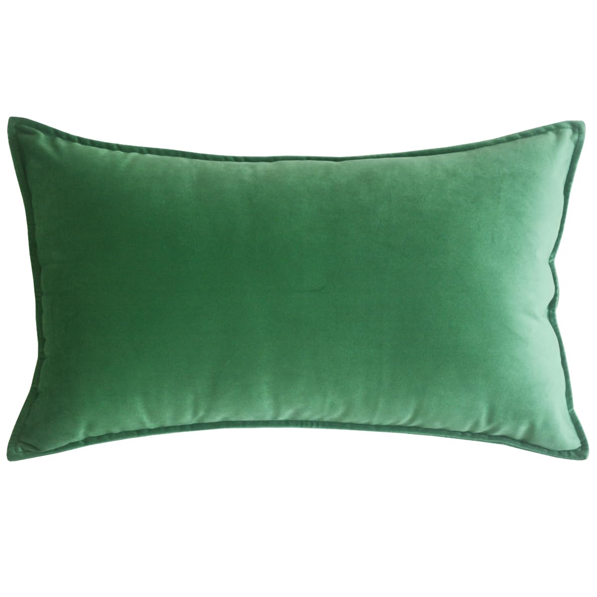 Lutanky Velvet Cushion Covers 40 x 60cm Green Rectangle Piped Throw Pillow cases Cushion Decorative Long Pillow Covers for Sofa Couch with Invisible Zipper