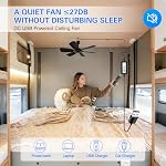 17.7" Inch Portable Ceiling Fan with Remote Control Timing 3 Speed,USB Plug In,5V DC Powered,6 Blades,Indoor/Outdoor RV Camping Tent Canopy,Gazebo,Beach,Hanging,Quiet,black