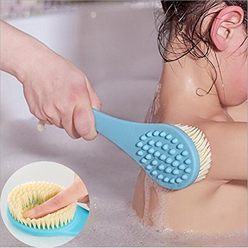 Brosse De Douche LMYTech Brosse Pour Le Corps à Long Manche Brosse Sèche Pour La Peau Masseur Pour Cellulite Brosse De Douche Pour Le Corps Pinceau Super Doux-Bleu Cover