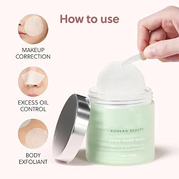Zero Pore Pads - Deep Cleansing & Pore Minimizing, Korean Beauty Pore Pads, Dual-Textured Exfoliating Facial Pad to Smooths Skin Texture & Brightens Skin, Visible Results in Just 1 Week (3box)