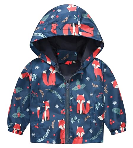 AUBIG Kids Lightweight Windbreaker Zipper Hooded Jackets Coat Long Sleeve Cartoon Print Trench Spring Fall Outerwear