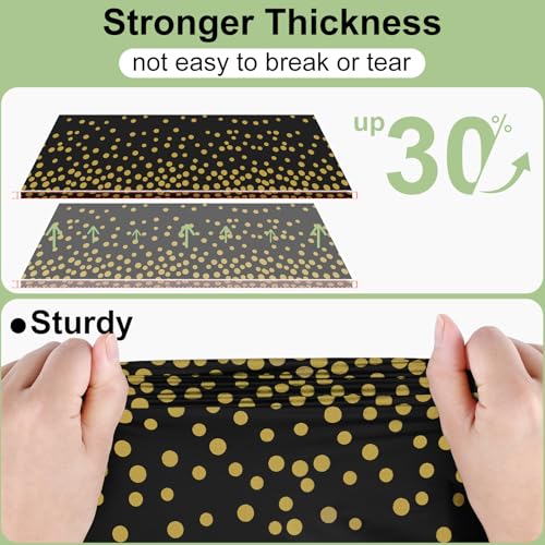 misaya 10 Packs Disposable Plastic Table Cloth, Gold Dots in Black by misaya - Used condition - Image 2