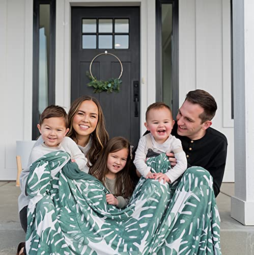 Soft Oversized Throw Blanket - Super Cozy Adult Size Large Swaddle Blankets For Bed, Sofa, Couch - Lightweight Jersey Knit Comfort Throws 57X72 Inch Long (Green Monstera) #TOP3