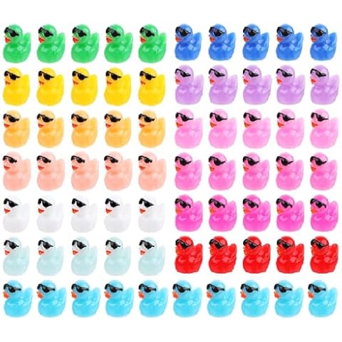 200 PCS Mini Resin Duck with Sunglasses Tiny Resin Ducks Miniature Ornament Colorful Slime Charms Ducks Micro Landscape Garden Aquarium Dollhouse Decor Mini Ducks Bulk Miniature Duck Figures Ornament Cover