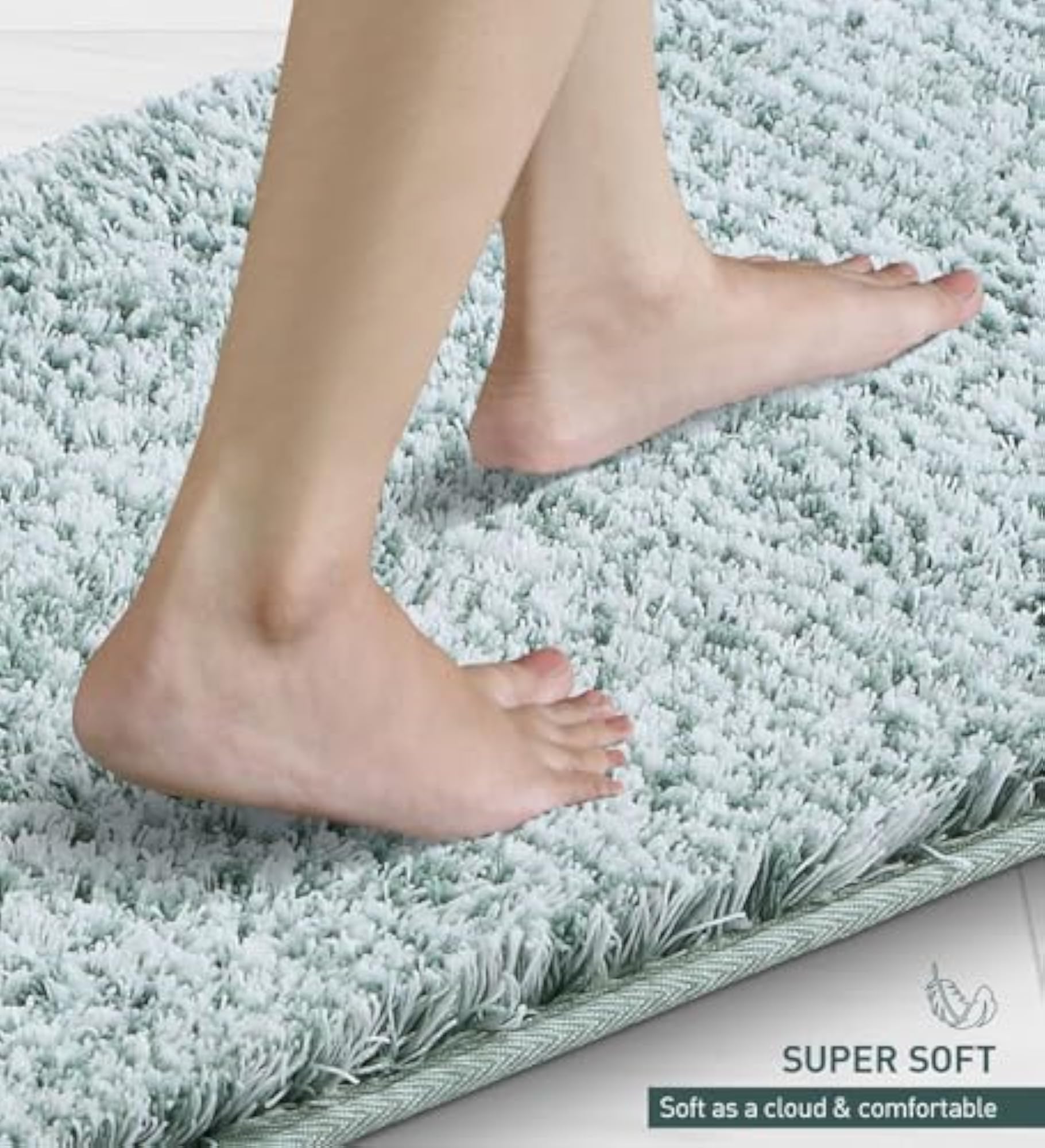 Set of 2 Non-Slip Brown Polyester Bath Mat for Bathrooms