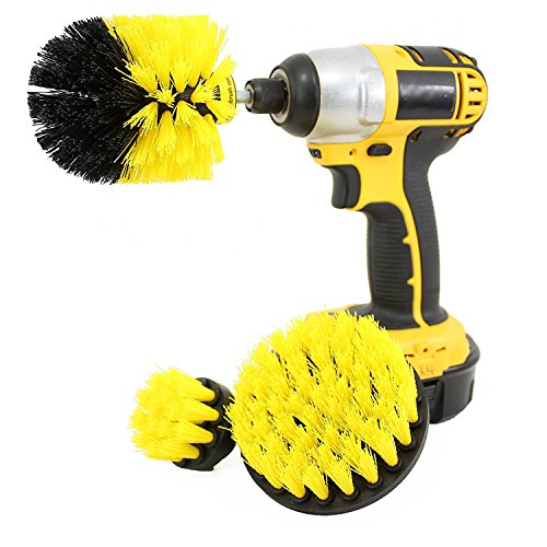Drill Brush Attachment Kit Turbo Spin Power Scrubber Stiff Medium Soft Nylon Bristle Pool Tile Floor Brick Ceramic Marble Patio Furniture Car Motorcycle Wheel Pool Tile Floor 3 Replaceable Brush Heads